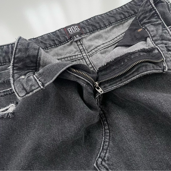 Urban Outfitters BDG Black Distressed Cutoff Asymmetrical Denim Mini Skirt LARGE - Picture 5 of 9